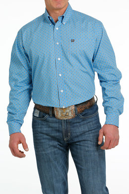 Cinch Mens L/S Print Blue MTW1105542