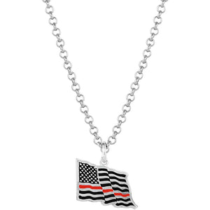 Montana Silversmiths Silver Thin Line Flag Necklace NC4085